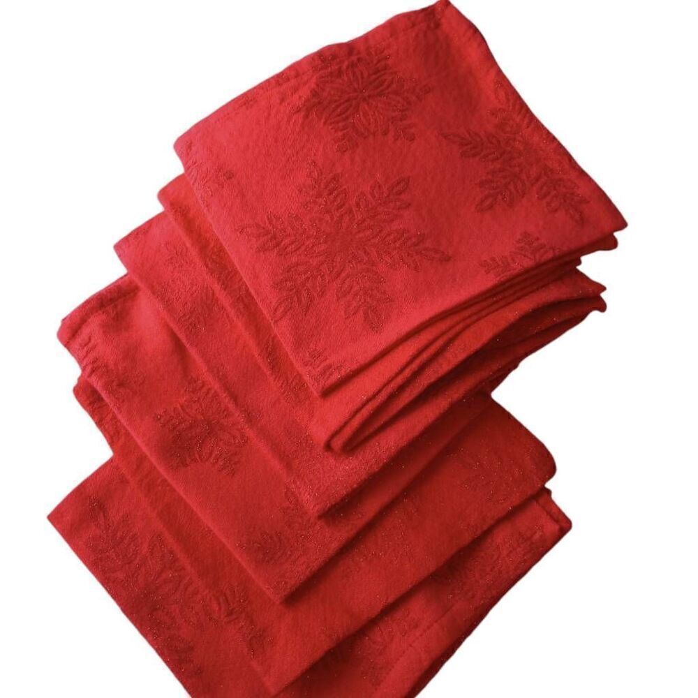 Cloth table linens, napkins, holiday. Set of six